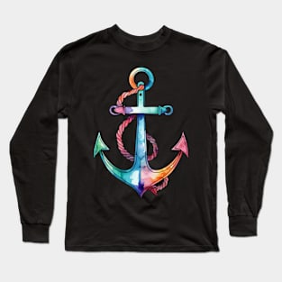 Anchor Watercolor Drawing Long Sleeve T-Shirt